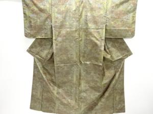 縞に草花模様織り出し西陣お召着物